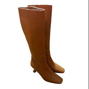 Sam Edelman Leigh Knee High Boot with Flared Heel Size:7.5 Color:Carmel Leather